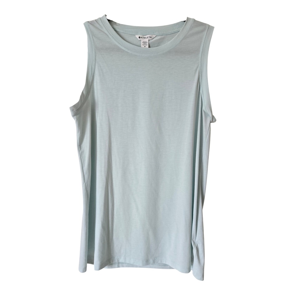 Athleta Womens M Vital II Tank Top Light Blue Sleeveless Crew Neck Activewear